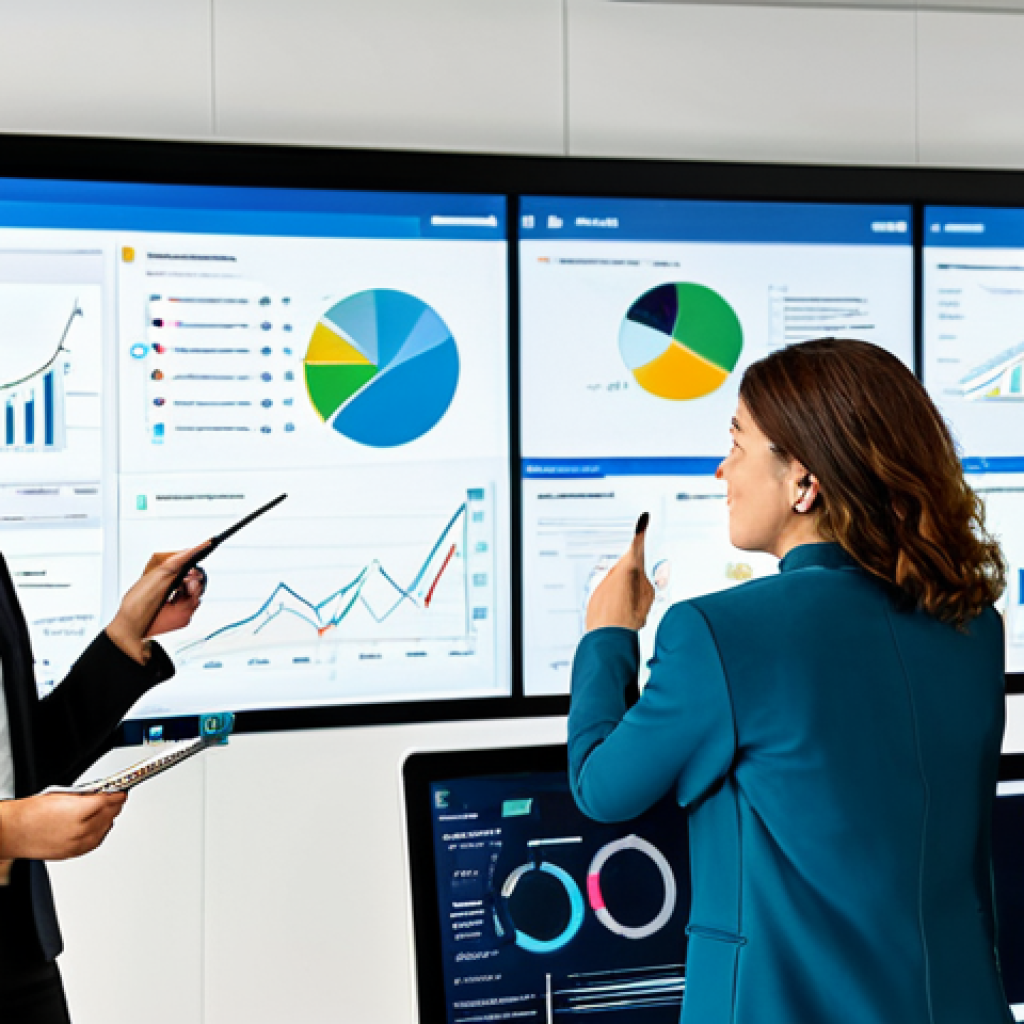 A diverse team of professional business analysts, fully clothed in modest business attire, are gathered around a large interactive screen displaying complex customer data visualizations and journey maps. One analyst points to a specific insight, fostering discussion and collaboration, with others taking notes. The modern office environment is clean and filled with natural light, showcasing a focused and analytical atmosphere. safe for work, appropriate content, fully clothed, professional, perfect anatomy, correct proportions, natural pose, well-formed hands, proper finger count, natural body proportions, professional photography, high quality.