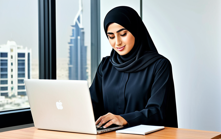 **

"A professional Arab businesswoman in a modest, tailored abaya and hijab, working on a laptop in a bright, modern office in Dubai, fully clothed, appropriate attire, safe for work, perfect anatomy, correct proportions, natural pose, well-formed hands, proper finger count, natural body proportions, professional photography, high quality, family-friendly."

**