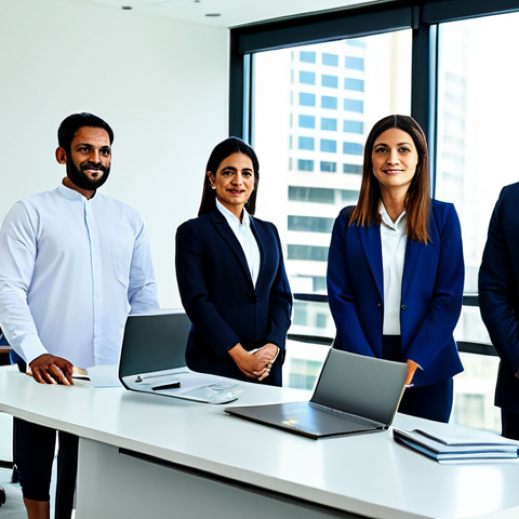 **

"A group of diverse professionals collaborating in a bright, modern office in Dubai, discussing consumer rights and fair trade practices, fully clothed in modest business attire, safe for work, appropriate content, professional environment, perfect anatomy, natural proportions, family-friendly, high-resolution photography."

**