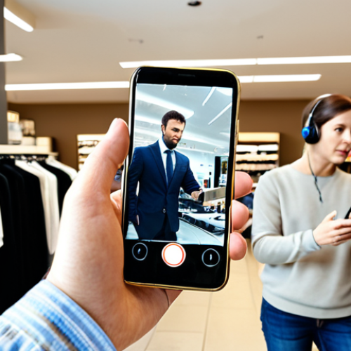 Home 14 Damaged Phone Return**
"A customer in a modern clothing store is showing a phone with a damaged screen to a store clerk, appropriate attire, well-lit environment, safe for work, perfect anatomy, natural proportions, professional setting."
**
