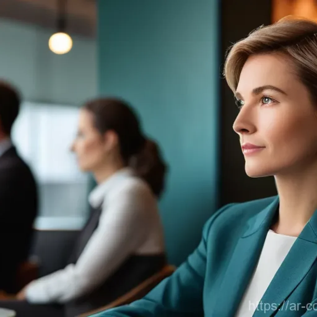 소비자중심 경영의 장단점 - **Empathy Beyond Words:** A warm, inviting scene in a modern business lounge or a stylish café. A ma...