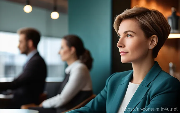 소비자중심 경영의 장단점 - **Empathy Beyond Words:** A warm, inviting scene in a modern business lounge or a stylish café. A ma...