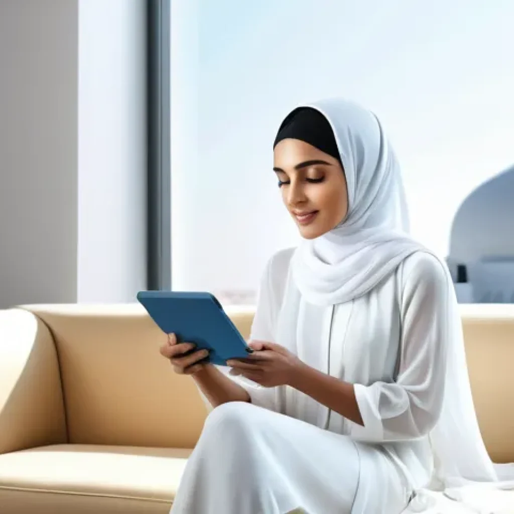 소비자중심 경영과 디지털 혁신의 연계 전략 - **A Personalized Digital Experience for an Arab Customer:**
    "A serene and elegant image featurin...