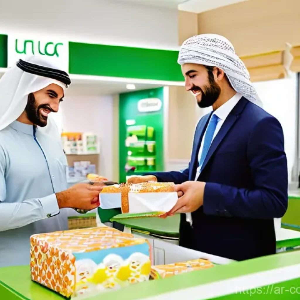 소비자중심 경영 사례와 지속 가능성 전략 연구와 분석 - **Prompt:** A vibrant, brightly lit modern business office or stylish retail space in an Arab metrop...