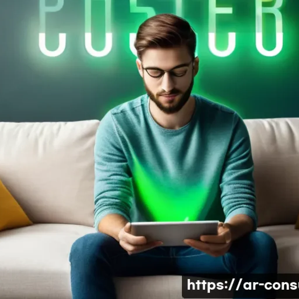 소비자 보호 관련 최신 동향과 전망 - **Prompt:** A young adult, gender-neutral, aged 20-25, is sitting comfortably on a modern sofa, full...