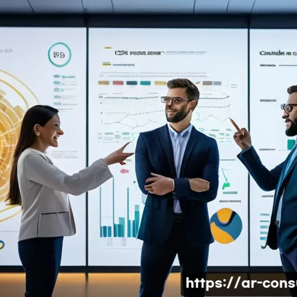 소비자 행동 데이터 기반 전략 수립 - **Prompt:** A dynamic, wide-angle shot of a modern, diverse business team, including men and women d...