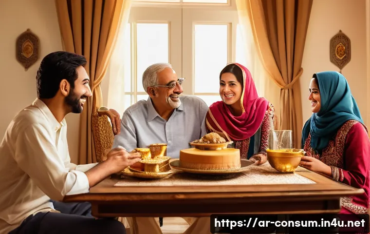 소비자 심리학 활용한 마케팅 전략 - **Prompt: Family Joy and Nostalgia**
    "A heartwarming, multi-generational Arab family scene set i...