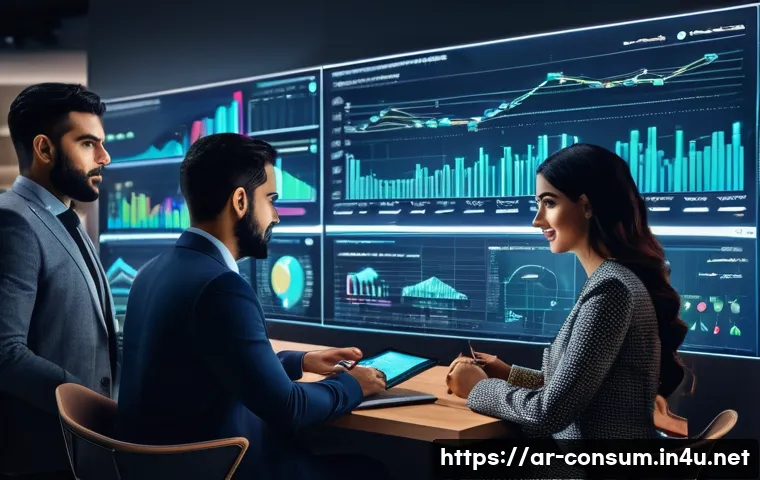 소비자 행동 데이터를 활용한 전략 개발 - A modern Middle Eastern digital marketing office scene with diverse Arabic professionals analyzing l...