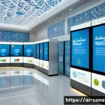소비자 보호 관련 정책 사례 연구 - A modern Middle Eastern consumer rights office interior, featuring Arabic signage and digital compla...