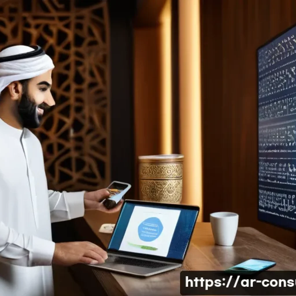 소비자 행동 데이터를 활용한 비즈니스 혁신 사례 연구와 분석 - A modern Middle Eastern marketing office scene featuring a diverse team analyzing consumer behavior ...