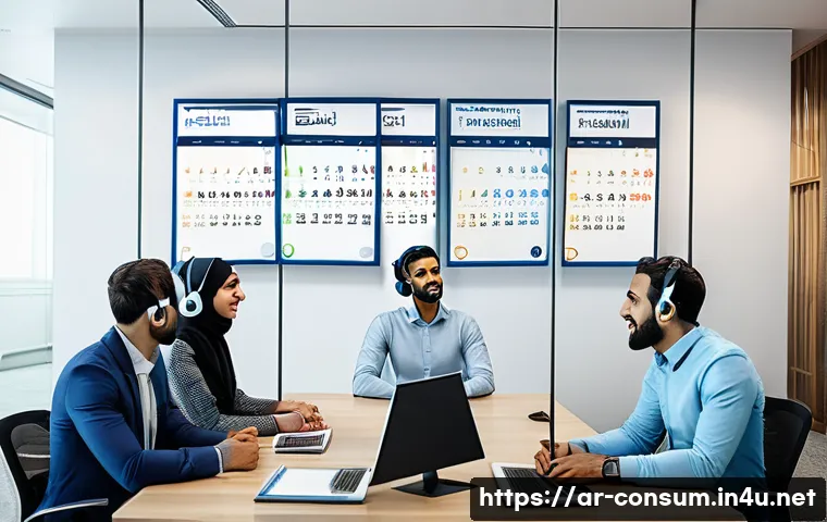 소비자 불만 처리와 CS 혁신 사례 - A professional Middle Eastern customer service team in a modern office environment, engaging in acti...