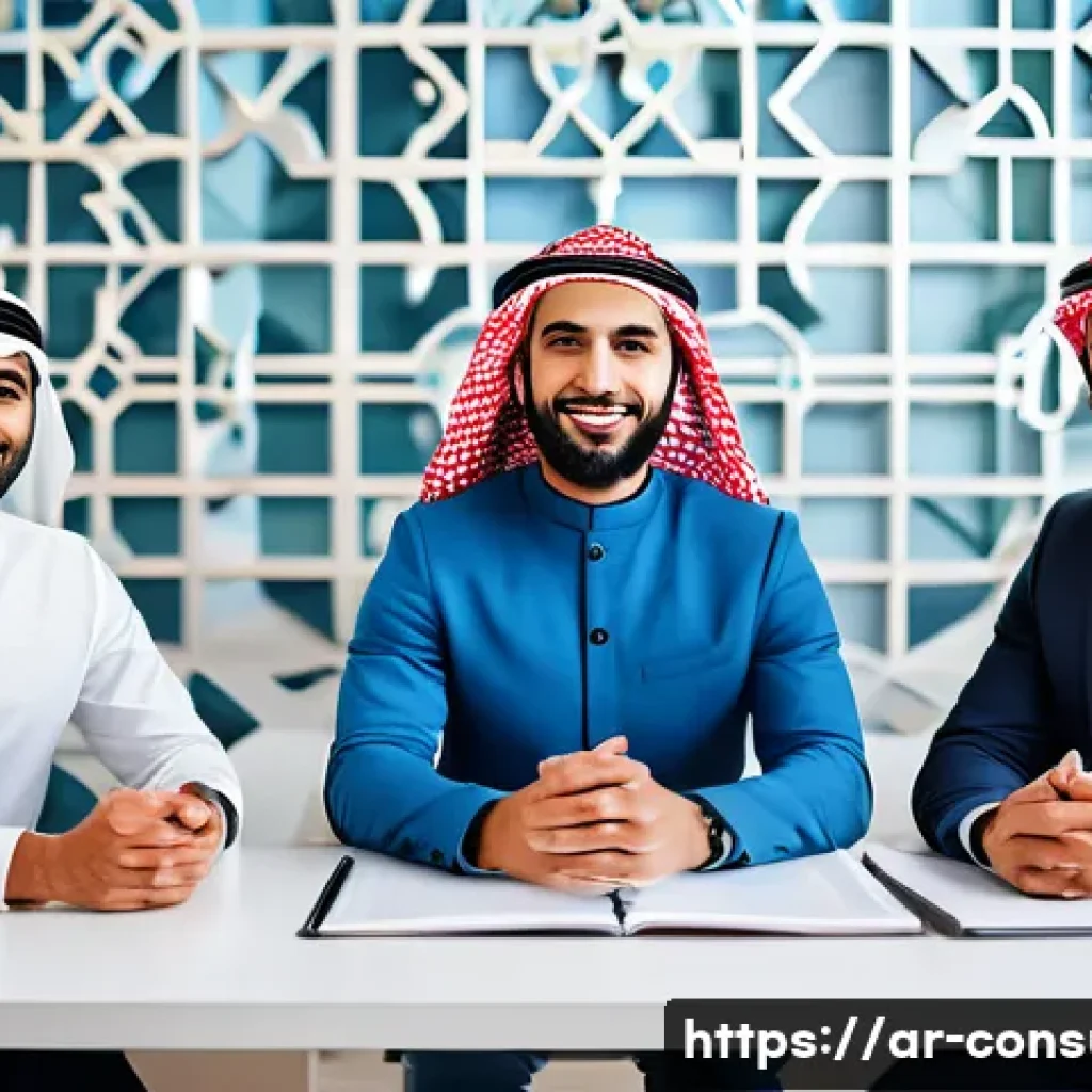 소비자중심 경영의 주요 성공 요인과 사례 연구와 분석 - A modern Middle Eastern customer service center with diverse Arabic-speaking professionals attentive...