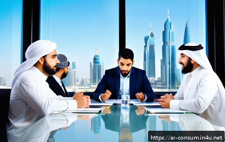 소비자중심 경영 사례 연구와 주요 성공 요인 분석과 탐구 - A modern Arabic business meeting scene focused on active listening, featuring a diverse group of Mid...