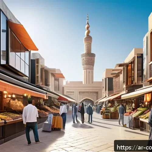 소비자 보호 관련 주요 연구 논문 리뷰 - A modern digital consumer marketplace scene set in an Arabic city, featuring diverse Middle Eastern ...
